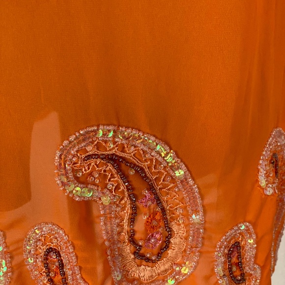 SOLDOversized hobo Bright orange chiffon sequin blouse - Picture 9 of 10